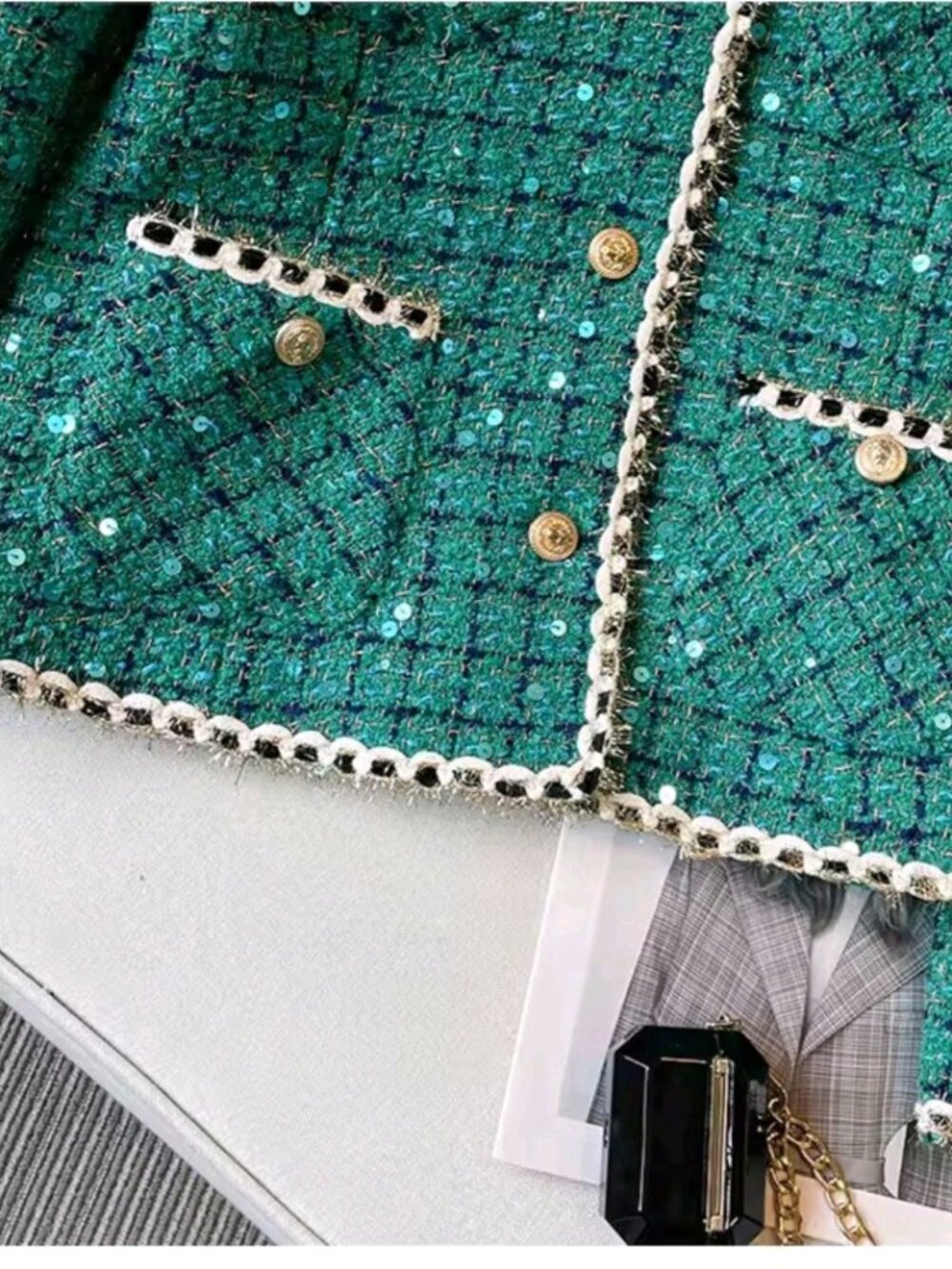 Green Fashion Suit Skirt Female Spring and Autumn New Age-reducing Bright - Picture 7 of 11
